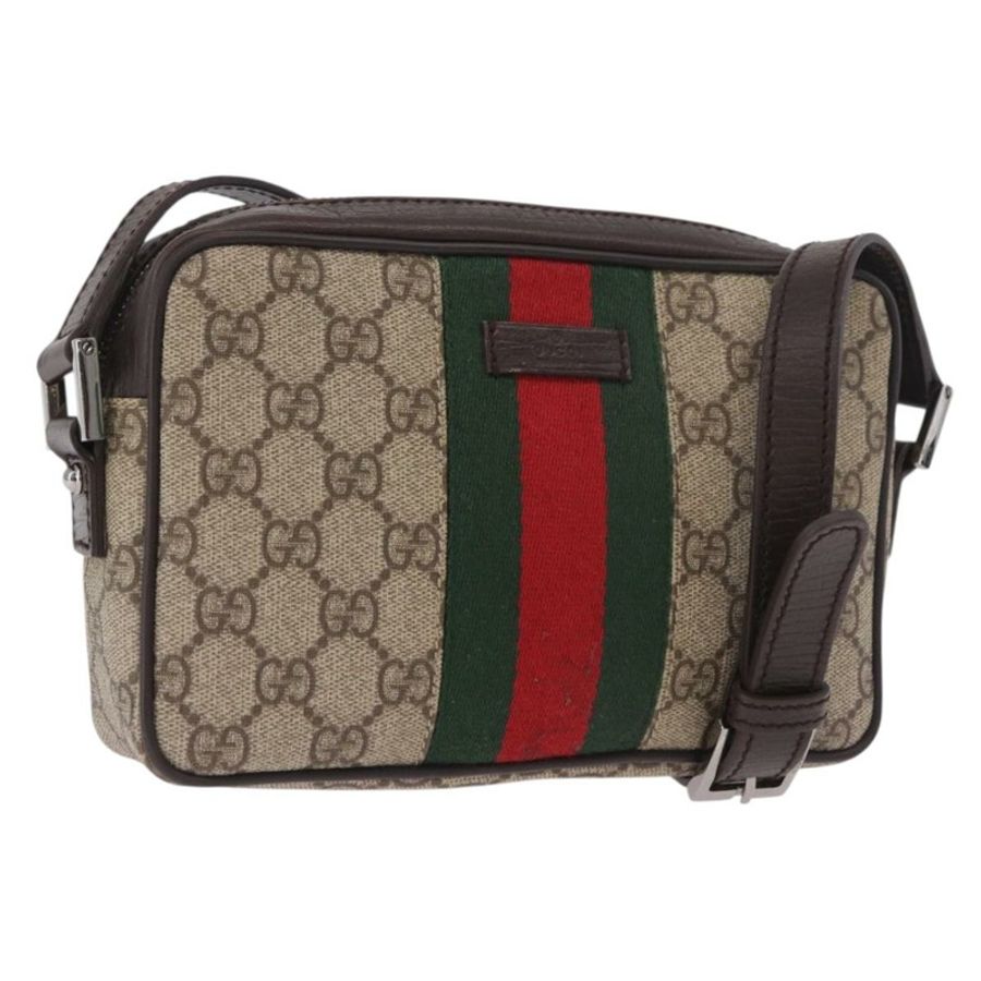 【日本直送】GUCCI GG Supreme 單肩包 PVC 米色 銀色 162910 正品 187994V-0