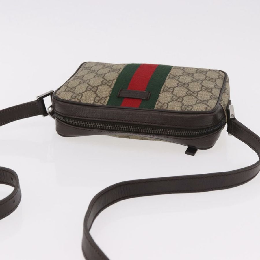 【日本直送】GUCCI GG Supreme 單肩包 PVC 米色 銀色 162910 正品 187994V-6