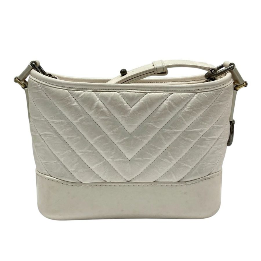 CHANEL 香奈兒 A91810 GABRIELLE HOBO BAG 迷你流浪包 油蠟小牛皮 白色 金釦-1