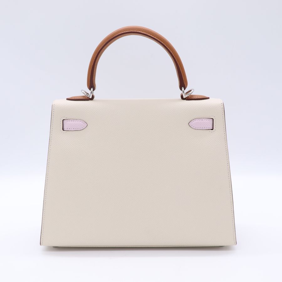 Hermes 愛馬仕 Kelly II 25 Epsom 粉筆白 夢幻紫 金棕 三拼色-4