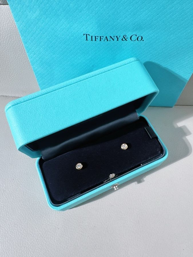 Tiffany蒂芙尼 Elsa Peretti® 系列 18K玫瑰金泡泡單鑽耳釘，單邊鑽石10分-2