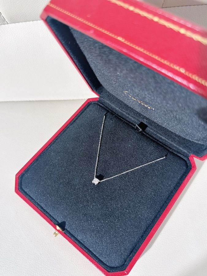 Cartier卡地亞 C DE CARTIER 白金單鑽牛頭項鍊，鑽石0.28ct，E色，VS1淨度-3