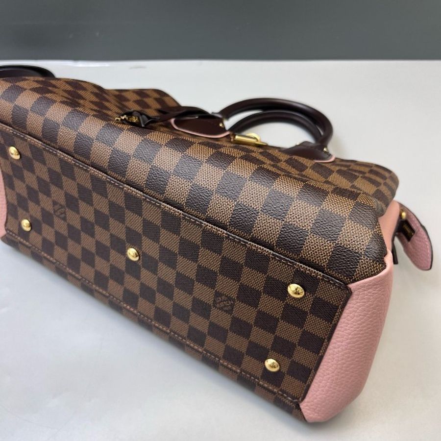 路易威登/Louis Vuitton 棋盤格牛皮拼粉手提包-3