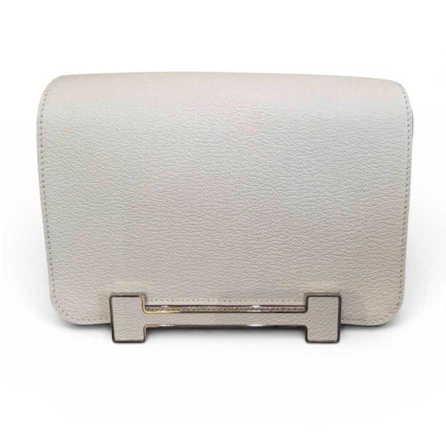 【美收精品】HERMÈS Geta 高質感奶油白色 H 磁吸銀扣木屐包  5-701-0