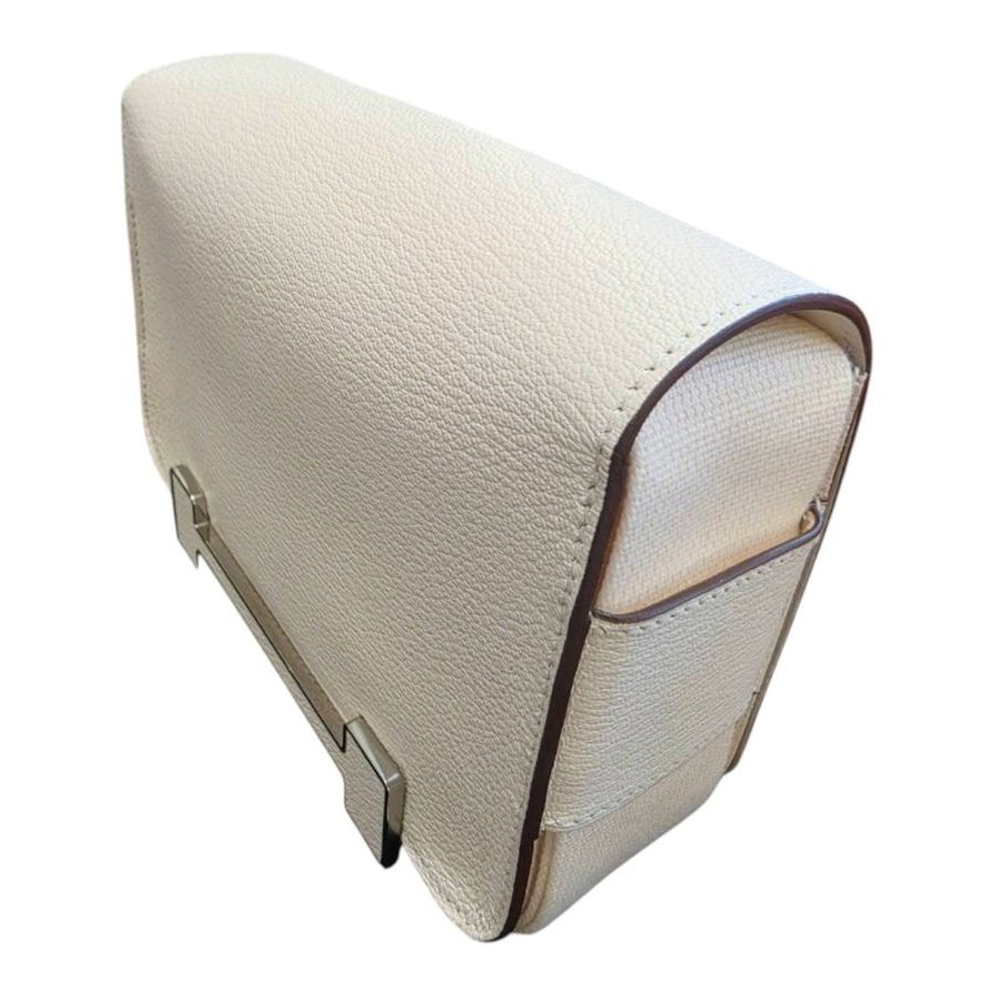 【美收精品】HERMÈS Geta 高質感奶油白色 H 磁吸銀扣木屐包  5-701-3