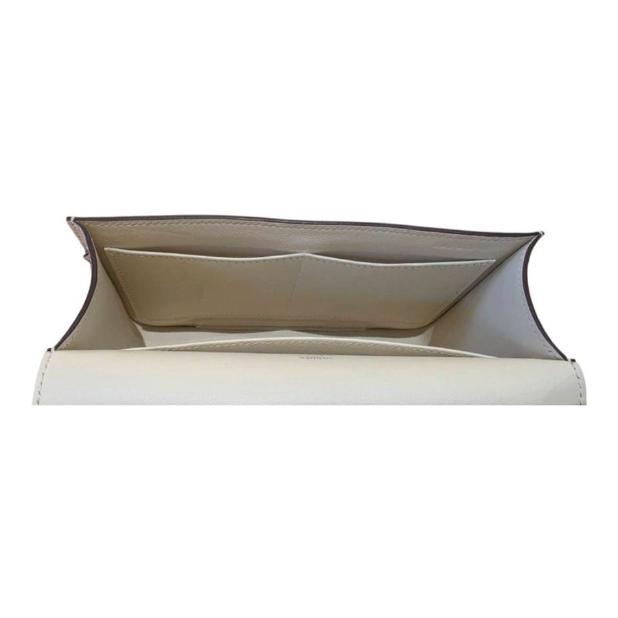 【美收精品】HERMÈS Geta 高質感奶油白色 H 磁吸銀扣木屐包  5-701-6