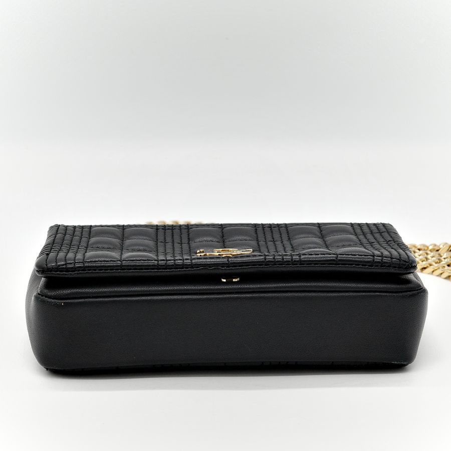 Burberry 巴寶莉 Lola 黑金羊皮側背包-5