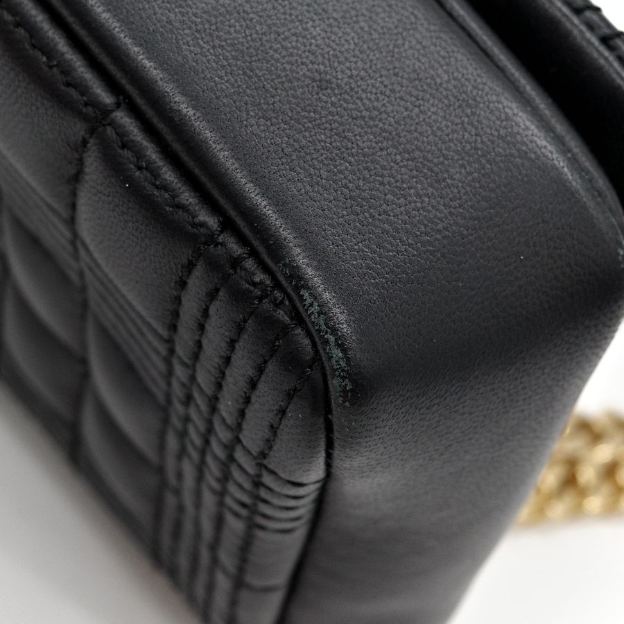 Burberry 巴寶莉 Lola 黑金羊皮側背包-7