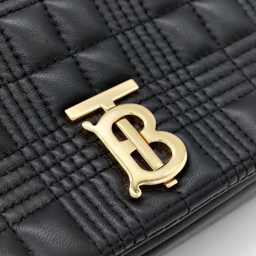 Burberry 巴寶莉 Lola 黑金羊皮側背包-8