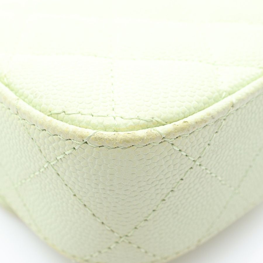 Mini Classic Clutch 鍊帶 肩背包 綠色 荔枝紋牛皮 無卡【CHANEL 香奈兒】  AP2475-11