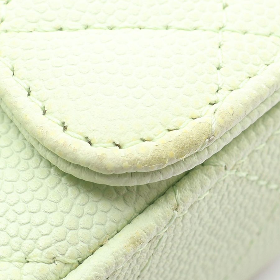 Mini Classic Clutch 鍊帶 肩背包 綠色 荔枝紋牛皮 無卡【CHANEL 香奈兒】  AP2475-12