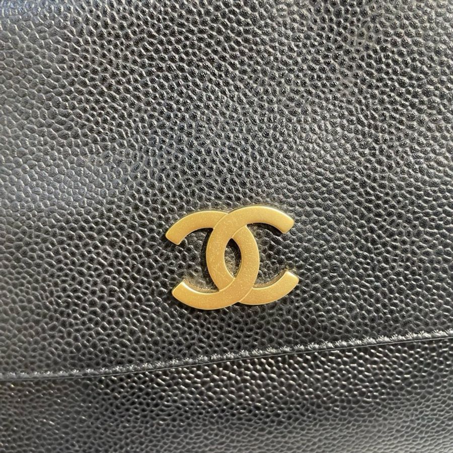 Chanel香奈兒 中古 黑金 牛皮 奶粉包 單肩包 尺寸約29x20x10cm-10