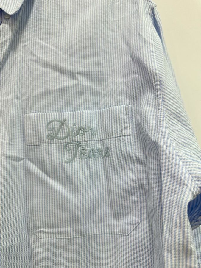 Dior x Denim Tears 字母刺繡長袖襯衫 藍白 38碼-2
