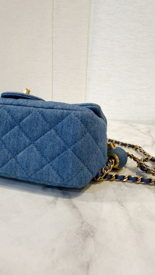 Chanel 籃丹寧牛仔金球方胖-8