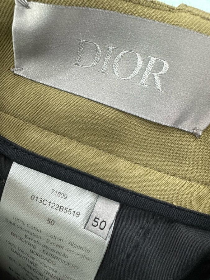 Dior迪奧 男款卡其色雙口袋機能工裝褲休閒褲 50碼-3