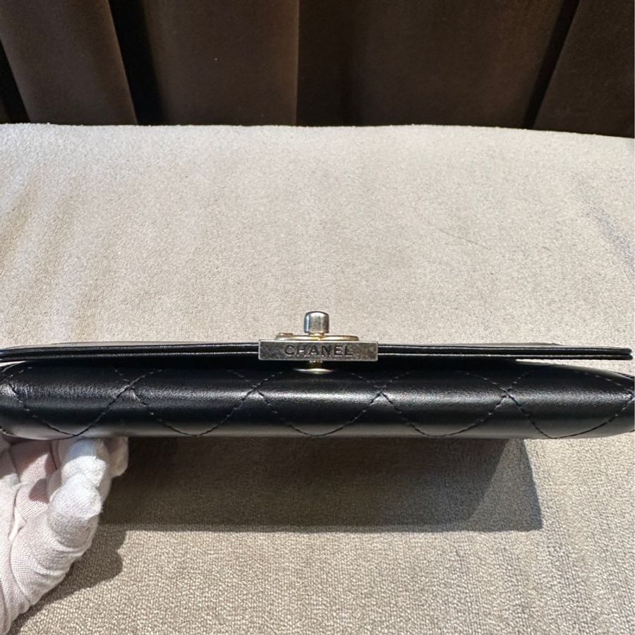 Chanel/香奈兒 29開 CF長款錢包 / CF長夾經典菱格紋 金色雙C扣-3