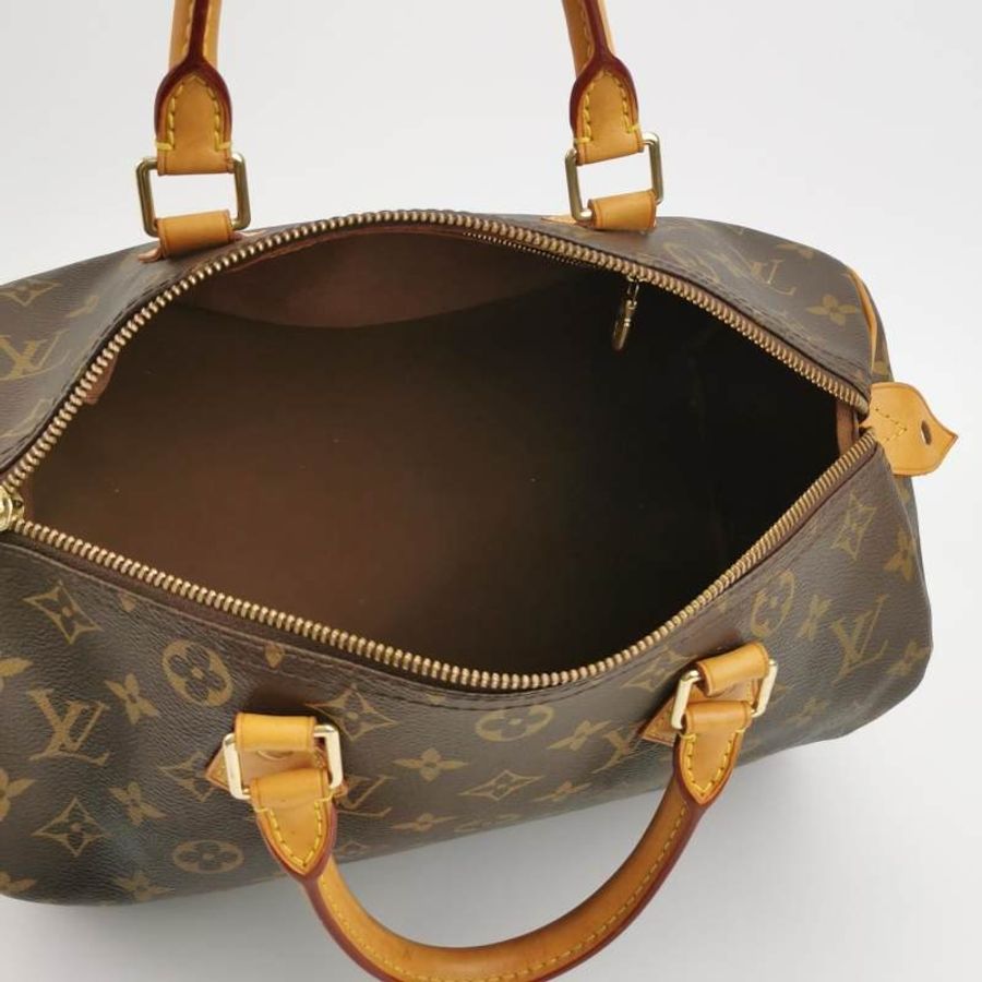Louis Vuitton (LV) Speedy30植鞣革Monogram印花波士頓包手提包-6