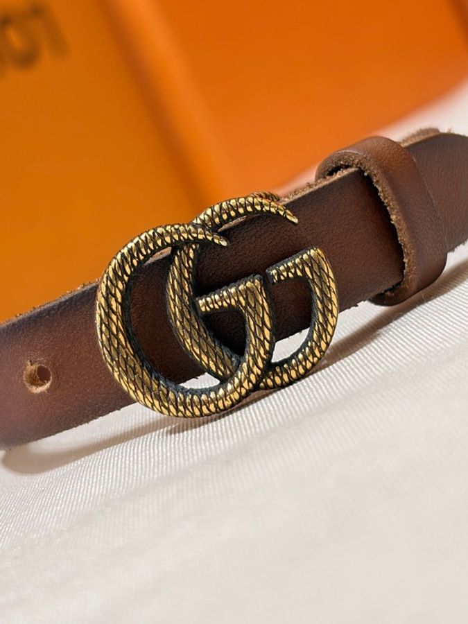 🔥超級好看 Gucci 古馳 馬夢大雙G皮革駝色手環-2
