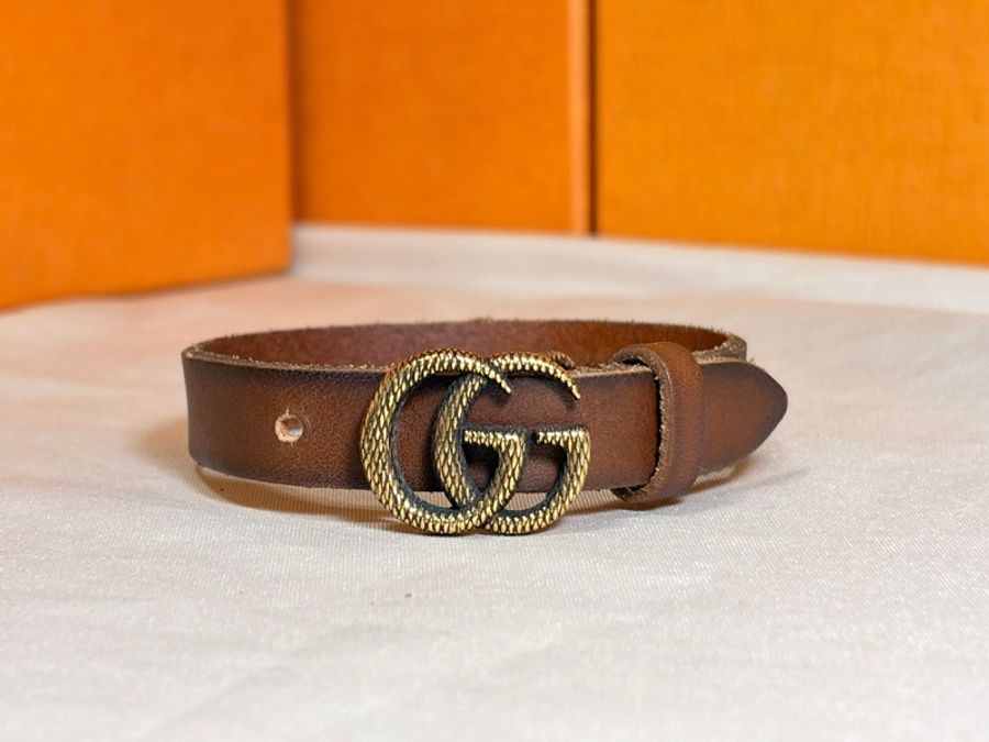 🔥超級好看 Gucci 古馳 馬夢大雙G皮革駝色手環-8