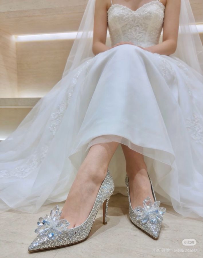莉亞精品♡ Jimmy Choo 灰姑娘水晶跟鞋 36.5 二手美鞋-1