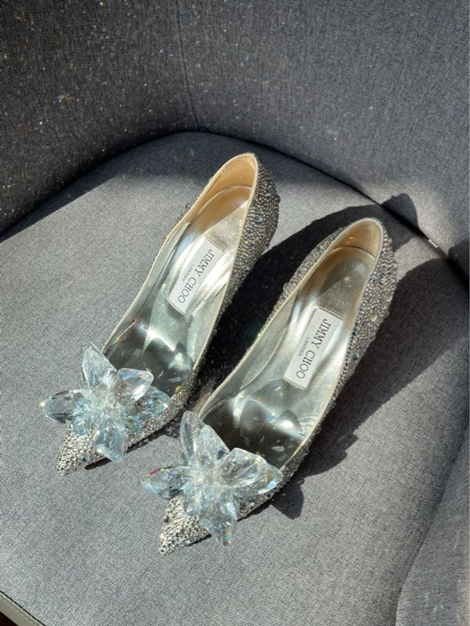 莉亞精品♡ Jimmy Choo 灰姑娘水晶跟鞋 36.5 二手美鞋-9