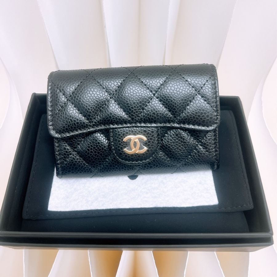 全新 Chanel cf 黑金經典卡夾/短夾/銀包-0