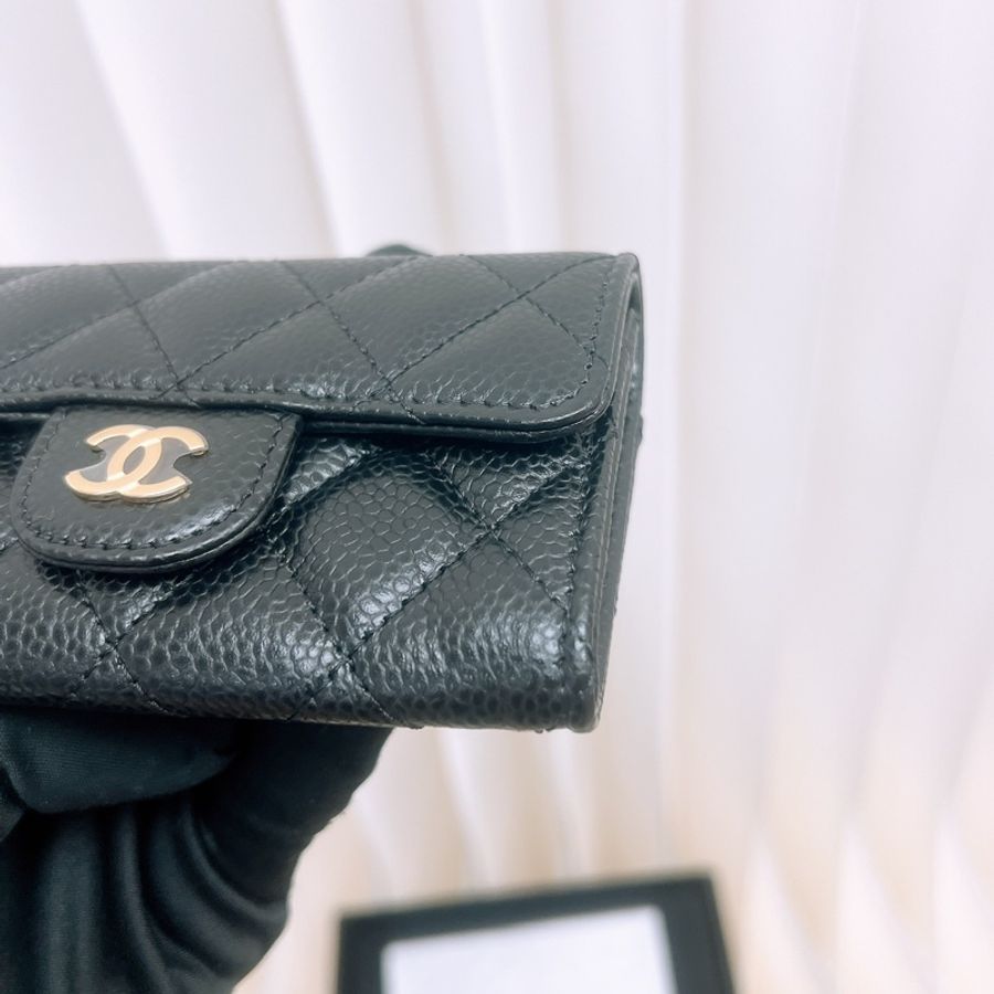 全新 Chanel cf 黑金經典卡夾/短夾/銀包-1