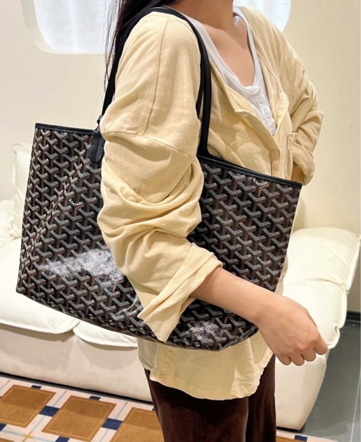 Goyard/戈雅 黑色 Tote托特包購物袋小號 老花子母包單肩包-0