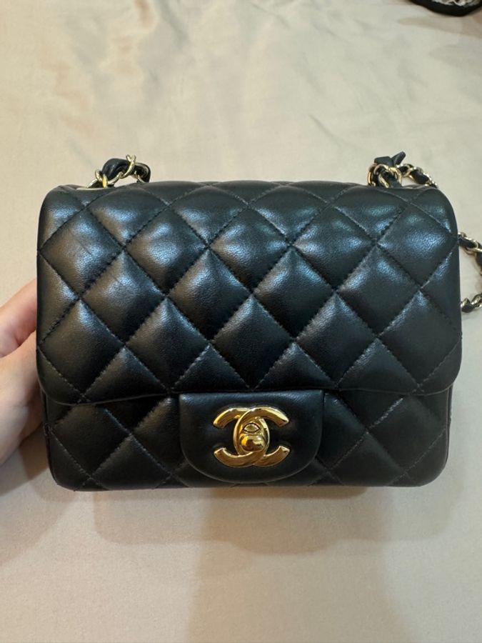 Chanel 🔥香奈兒 淡金羊皮方胖-2