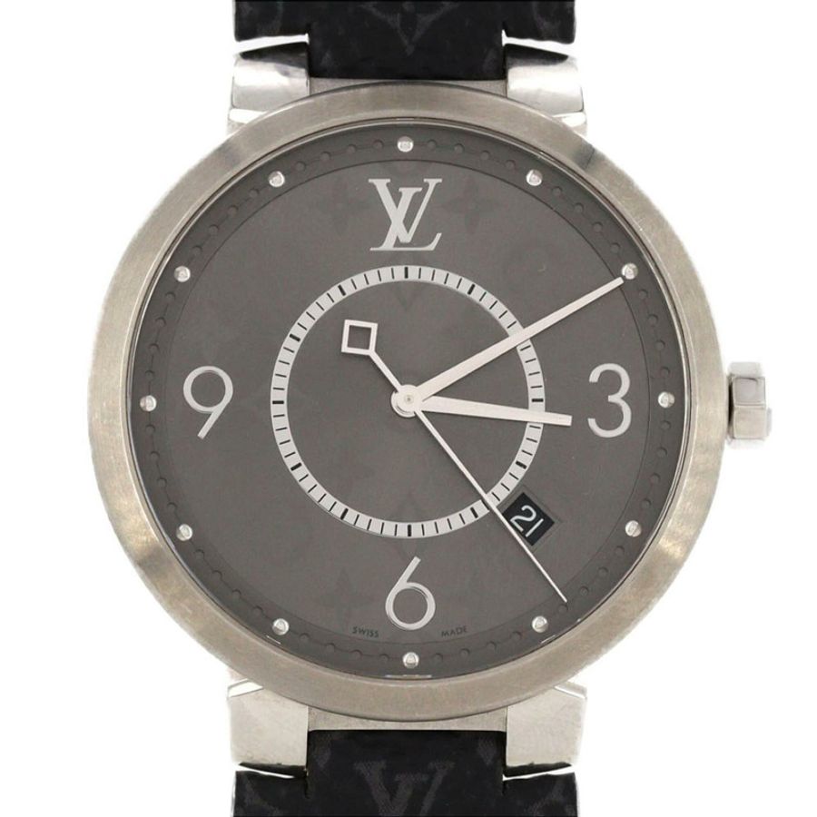 路易威登 Tambour Slim Monogram Q1DM0 SS 石英腕錶-0