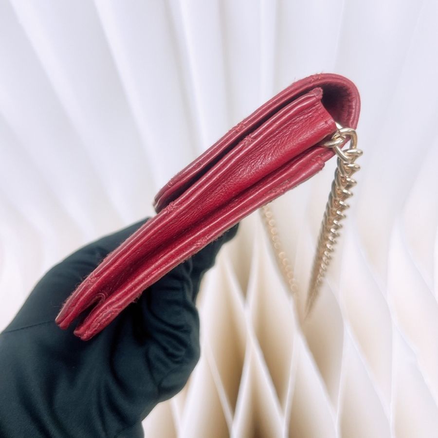 chanel woc 中古紅色鏈條皮夾 手拿包-3