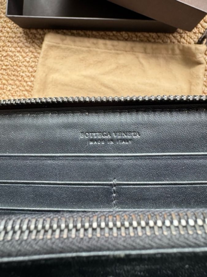 葆蝶家Bottega Veneta  男士黑色編織全拉鍊錢包 98新-3