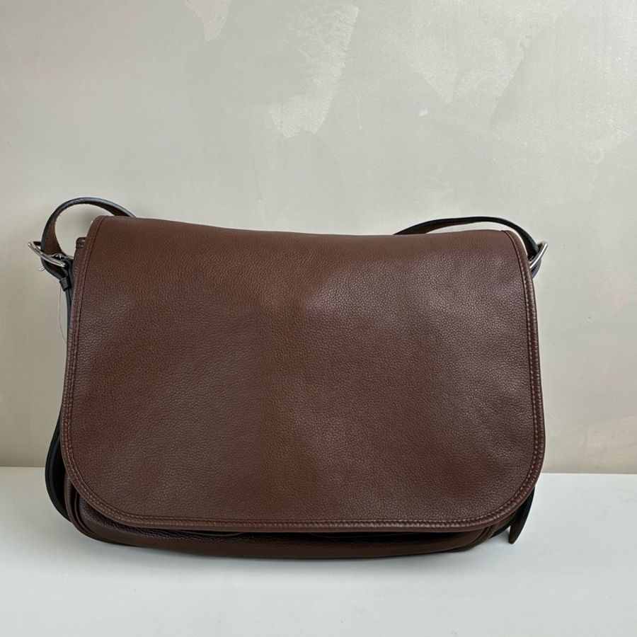 愛馬仕 Hermes Barda系列棕色郵差包，框Q刻，荔枝紋牛皮，尺寸33x26.5-1