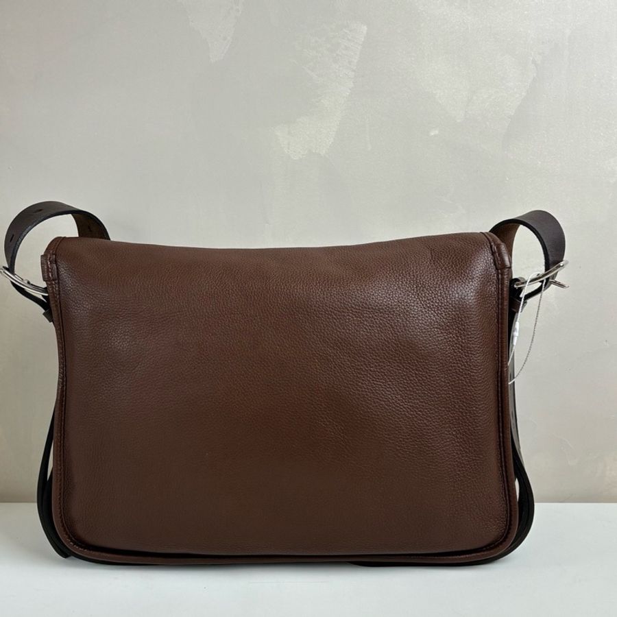 愛馬仕 Hermes Barda系列棕色郵差包，框Q刻，荔枝紋牛皮，尺寸33x26.5-2