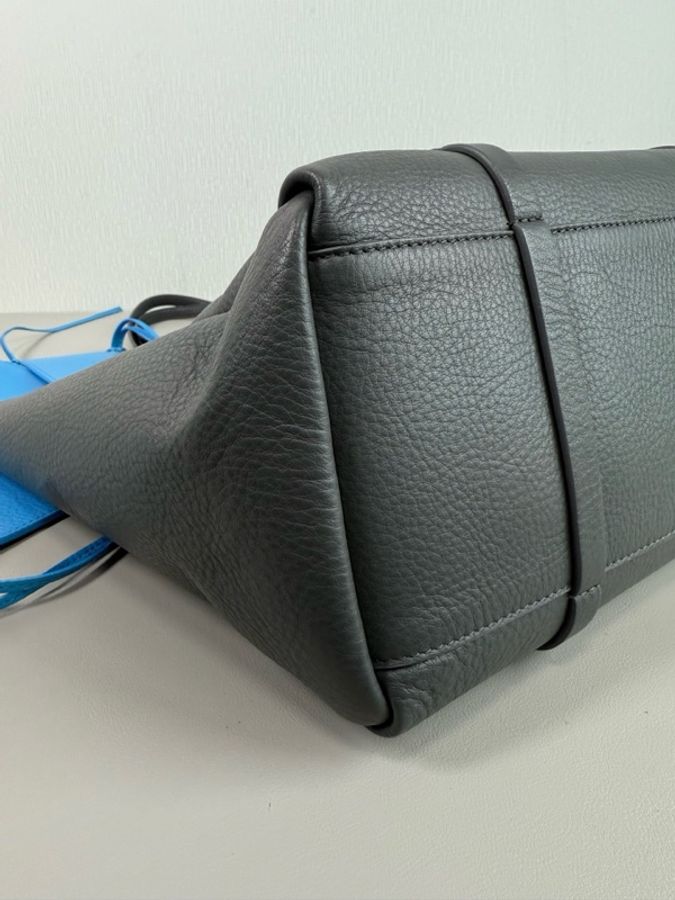 Balenciaga 巴黎世家everyday 高級灰全皮撞色tote包購物袋子母包-3