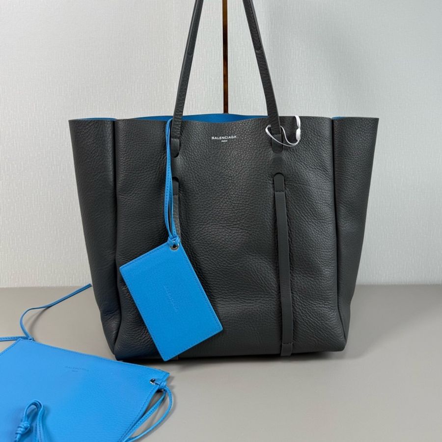 Balenciaga 巴黎世家everyday 高級灰全皮撞色tote包購物袋子母包-10