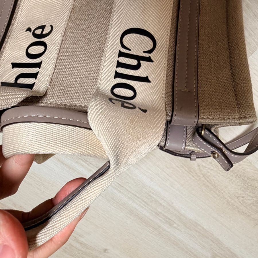 Chloe Woody tote bag 新款帆布兩用托特包(小號/灰色)-14