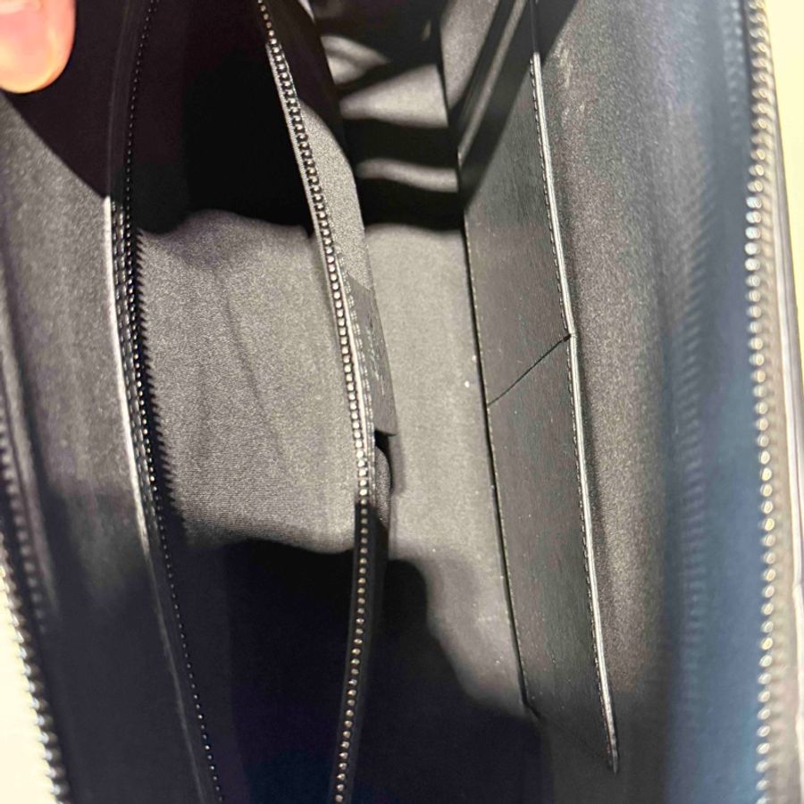 Dior homme/迪奧小蜜蜂 男包黑牛皮水波紋拉鍊手提包-7