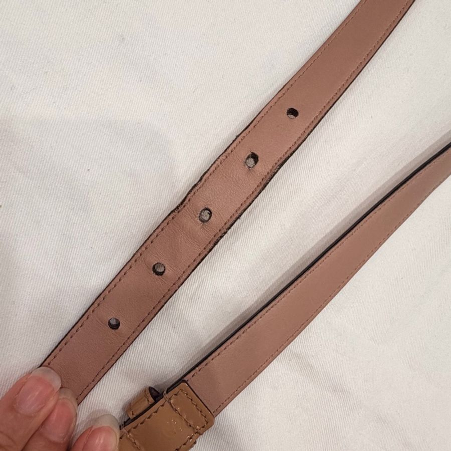 Gucci GG 漆皮 皮帶 裸粉 80cm-6