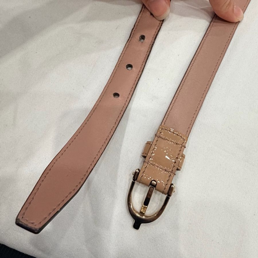 Gucci GG 漆皮 皮帶 裸粉 80cm-7