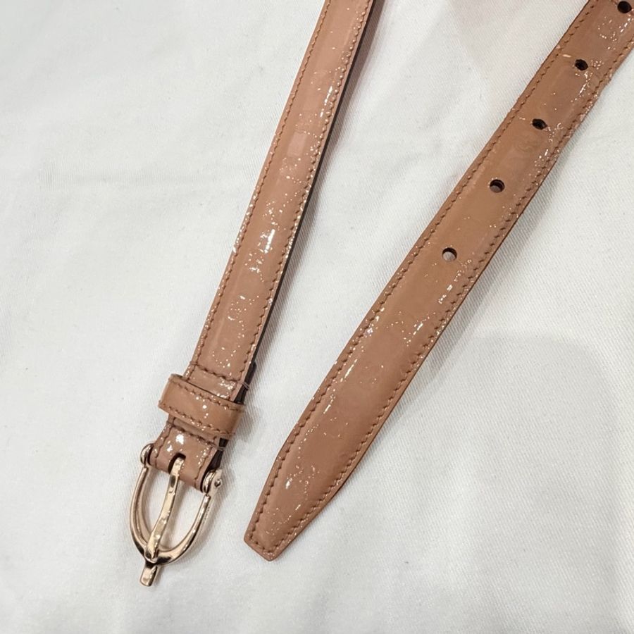 Gucci GG 漆皮 皮帶 裸粉 80cm-9