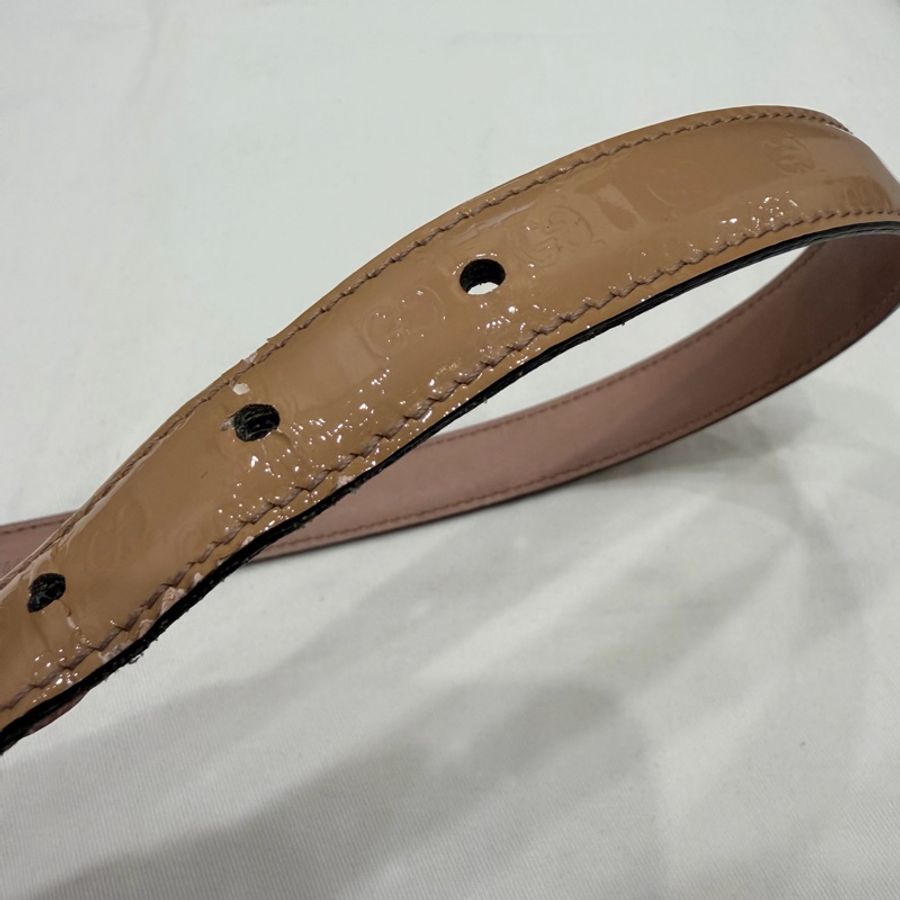 Gucci GG 漆皮 皮帶 裸粉 80cm-19
