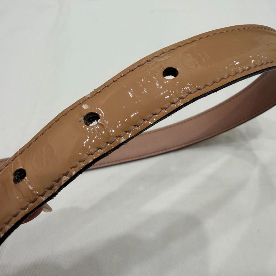 Gucci GG 漆皮 皮帶 裸粉 80cm-20