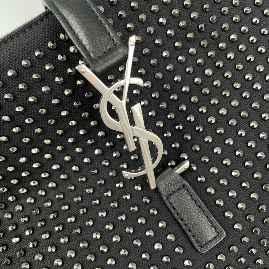 Ysl • 秀款黑色卯釘Hobo肩背包 🈶原廠塵袋-9