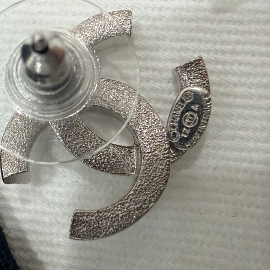 Chanel 香奈兒 雙C 鑲鑽 耳針 耳環-18