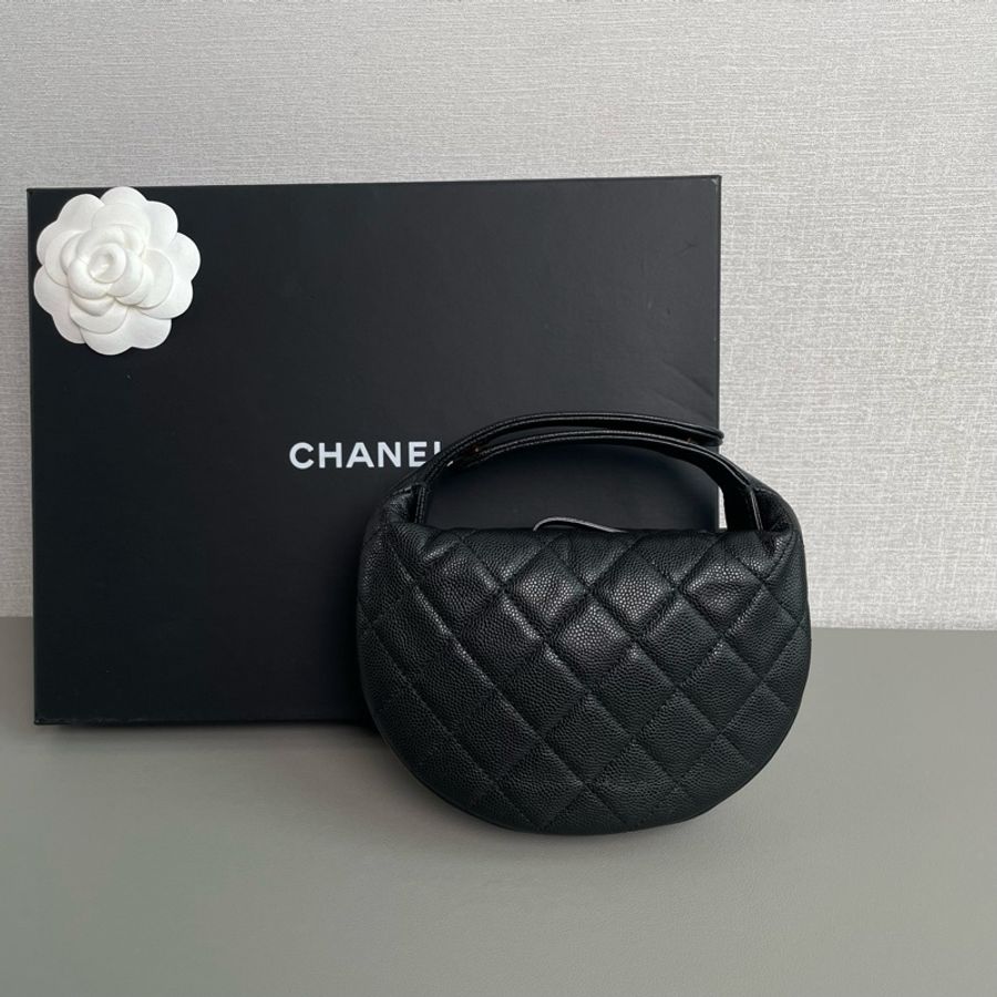 💎Chanel香奈兒｜25p黑金荔枝牛皮呼啦圈手提包｜99新芯片款-5