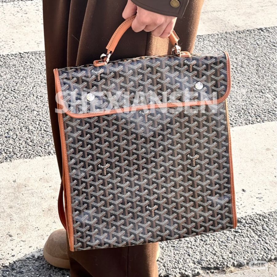 Goyard • 經典老花拼金棕色Saint Lager後背包-1