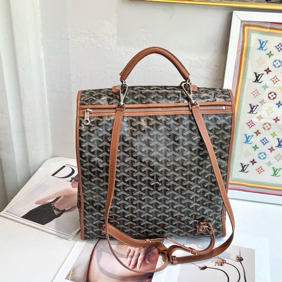 Goyard • 經典老花拼金棕色Saint Lager後背包-3