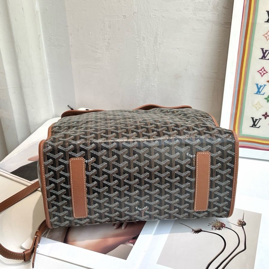 Goyard • 經典老花拼金棕色Saint Lager後背包-5