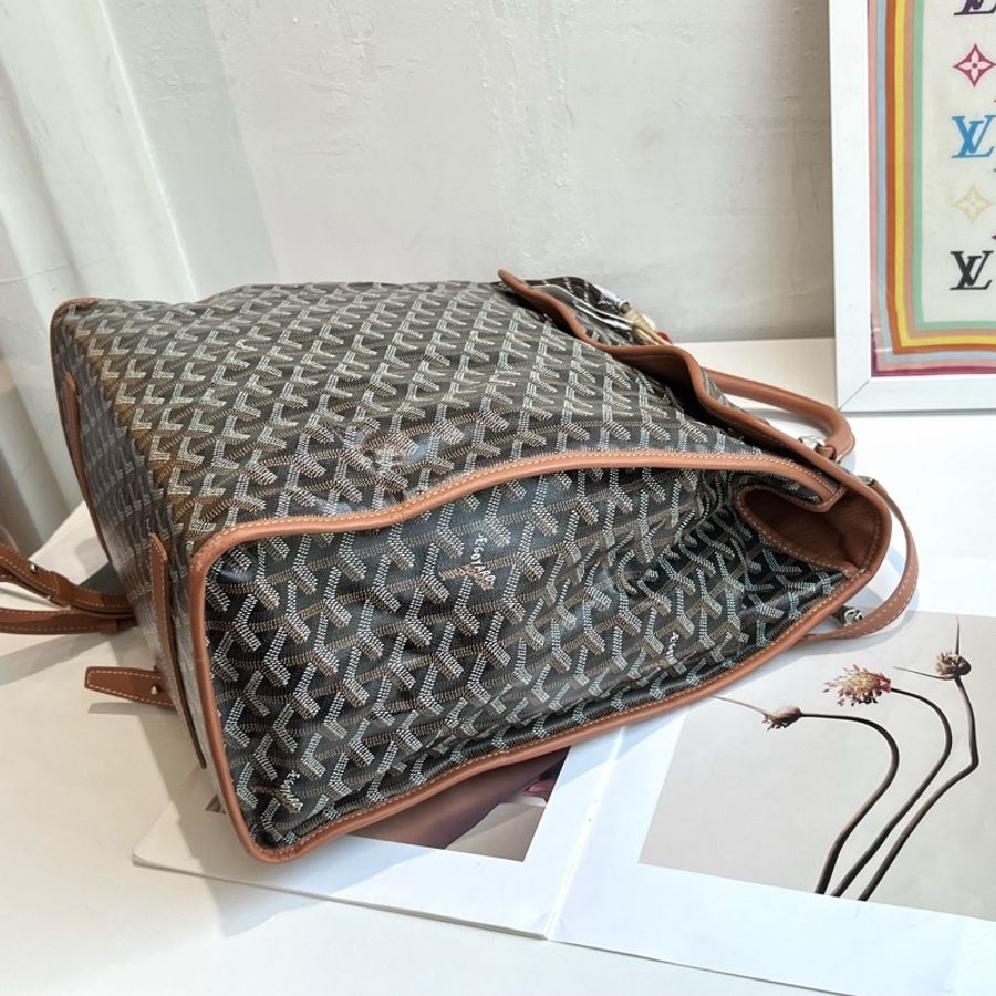 Goyard • 經典老花拼金棕色Saint Lager後背包-7